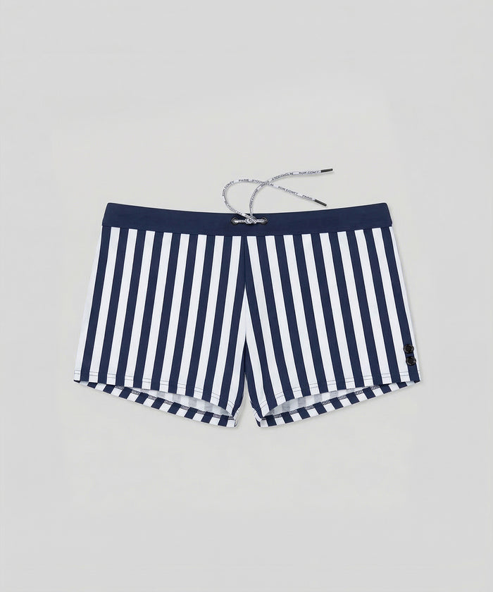 Swim Trunks Vertical Stripes w. Waistband: Navy/White