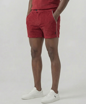 Cotton Terry Tennis Shorts w. Piping: Red