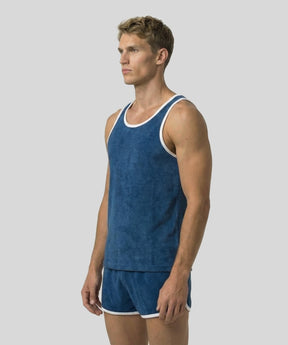 Cotton Terry Tank Top: Bleu