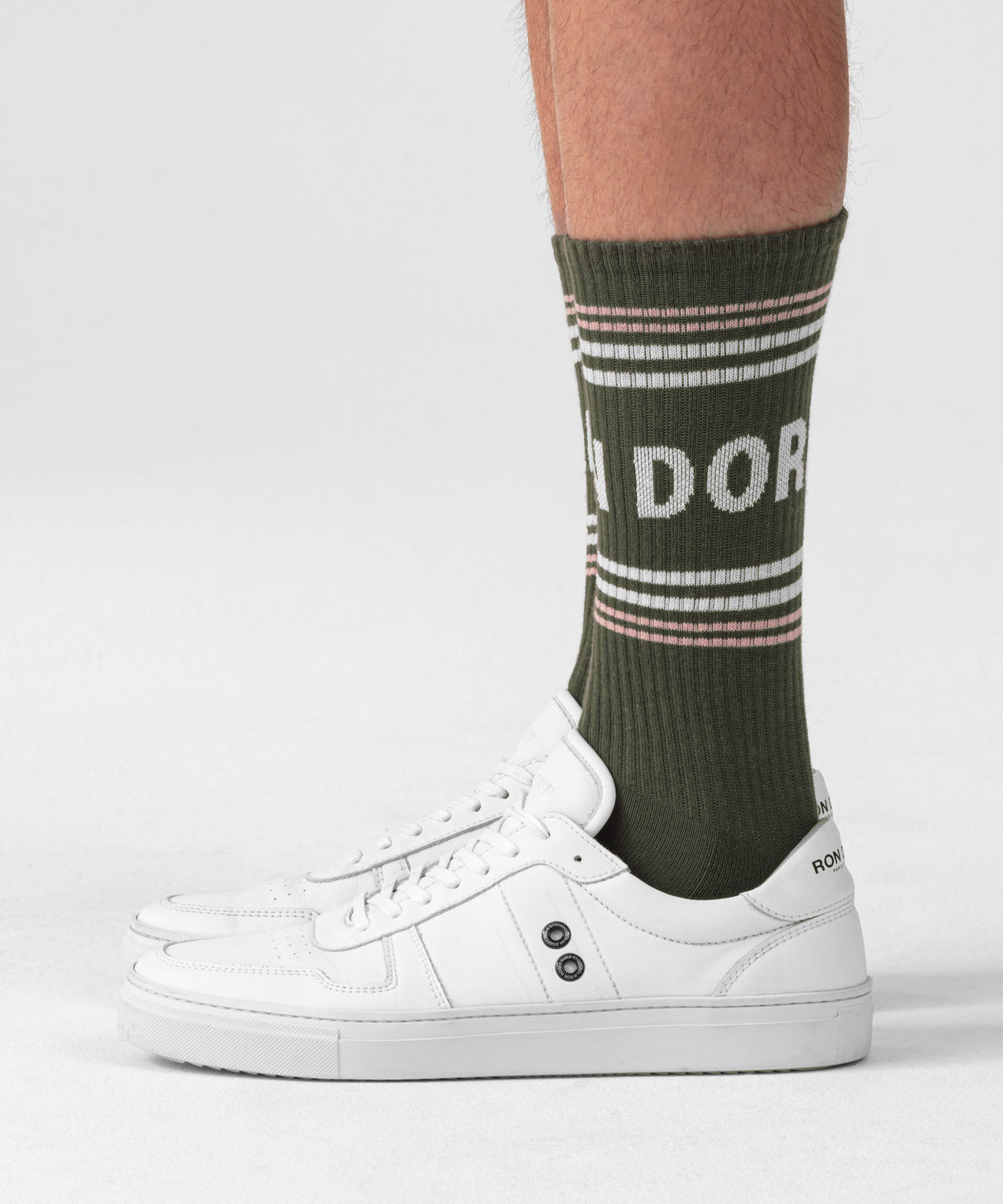 Sports Socks RD w. Stripes: Military Green