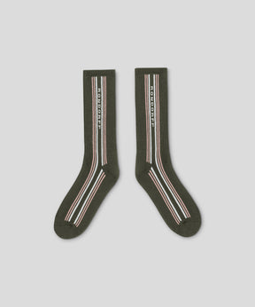 Sports Socks RD w. Side Stripes: Military Green