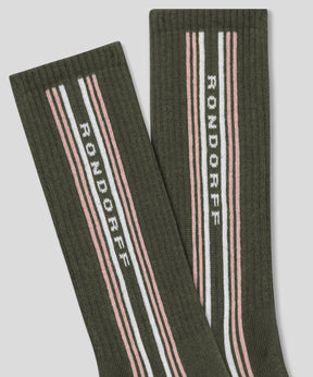 Sports Socks RD w. Side Stripes: Military Green