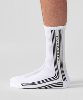 Sports Socks RD w. Side Stripes: White