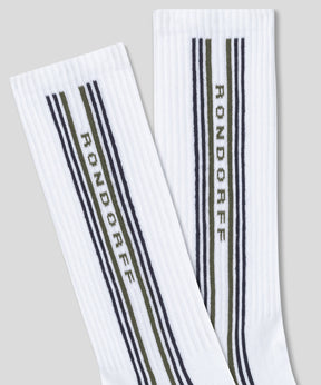 Sports Socks RD w. Side Stripes: White