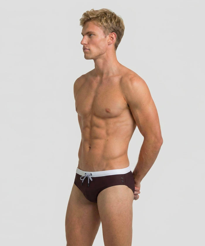 Swim Briefs w. Waistband: Espresso Nude