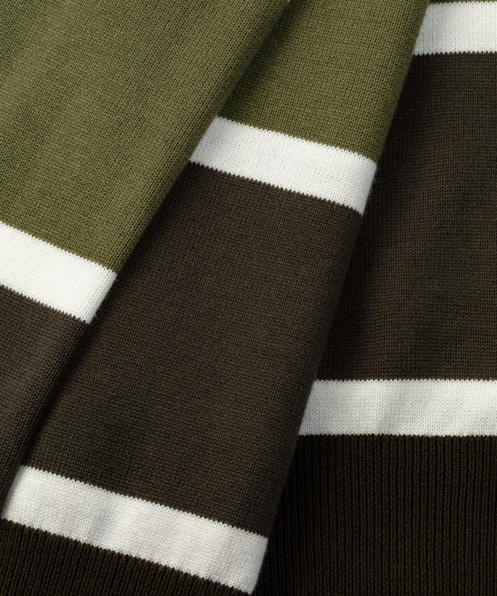 Cotton Panelled Sweater: Dark Khaki
