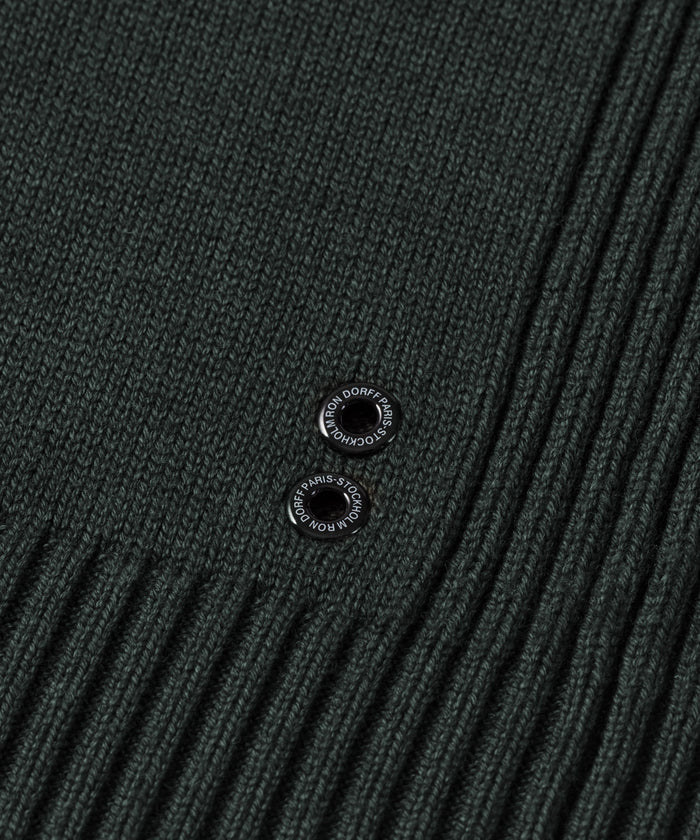 Cotton-Wool Navy Sweater w. Side Rib: Military Green