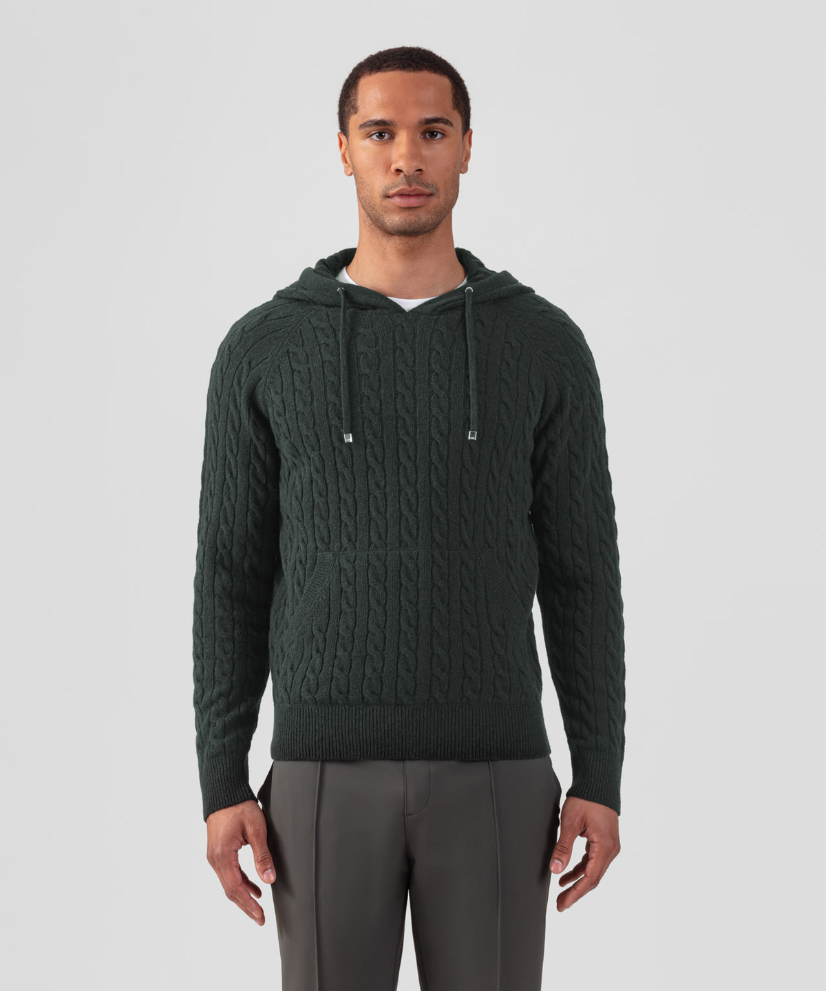 Wool Cashmere Telemark Hoodie Sweater: Dark Khaki