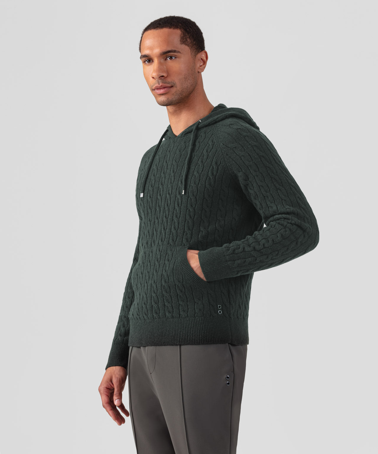 Wool Cashmere Telemark Hoodie Sweater: Dark Khaki