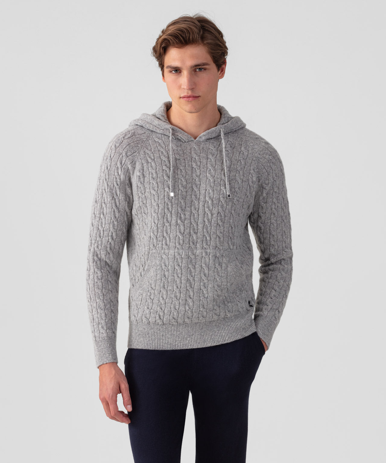 Wool Cashmere Telemark Hoodie Sweater: Grey Melange