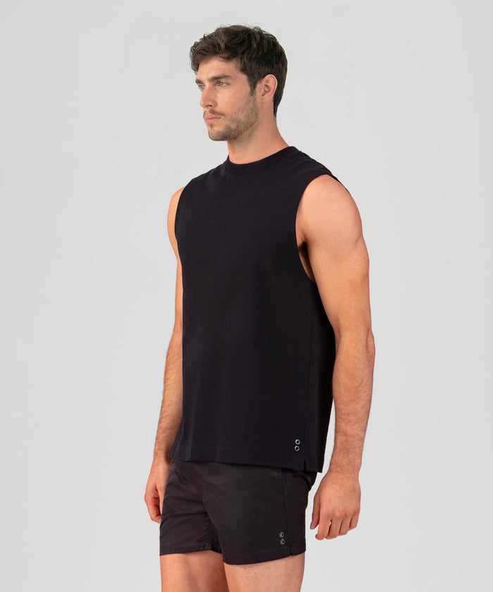 Light Cotton Sleeveless Sweatshirt: Black