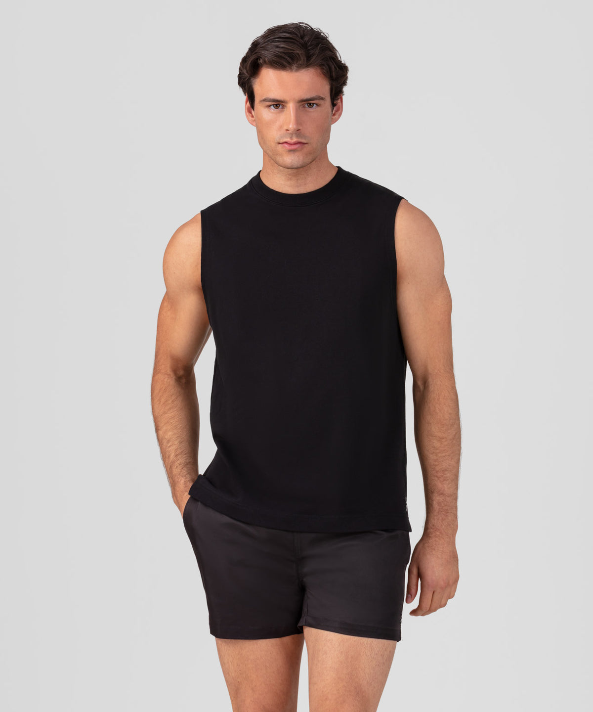 Light Cotton Sleeveless Sweatshirt: Black