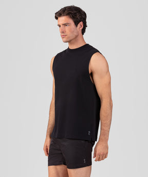Light Cotton Sleeveless Sweatshirt: Black