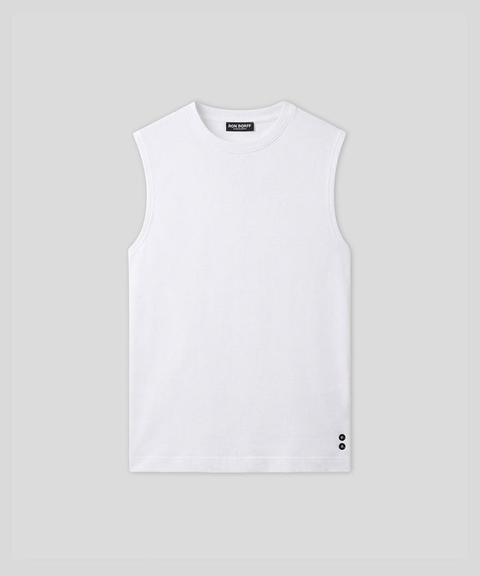 Light Cotton Sleeveless Sweatshirt: White
