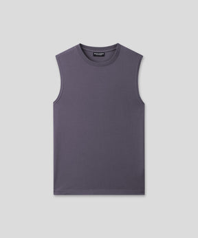 Organic Cotton Sleeveless T-Shirt Small Print "DISCIPLINE": Cosmo Grey