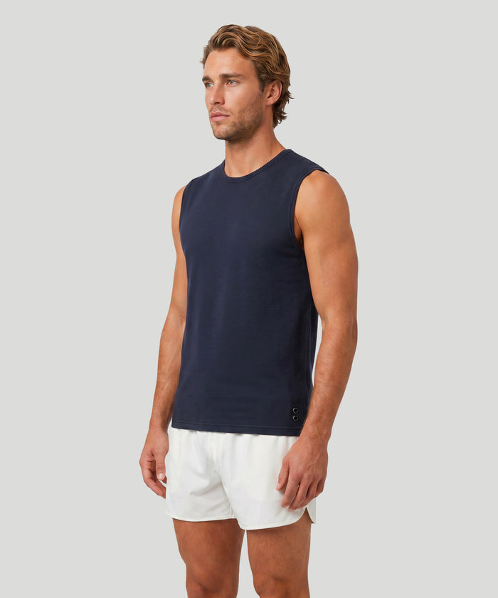 Mesh Sleeveless T-Shirt: Navy