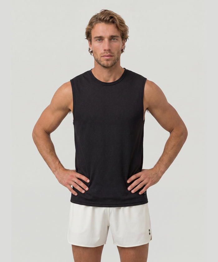 Mesh Sleeveless T-Shirt: Black