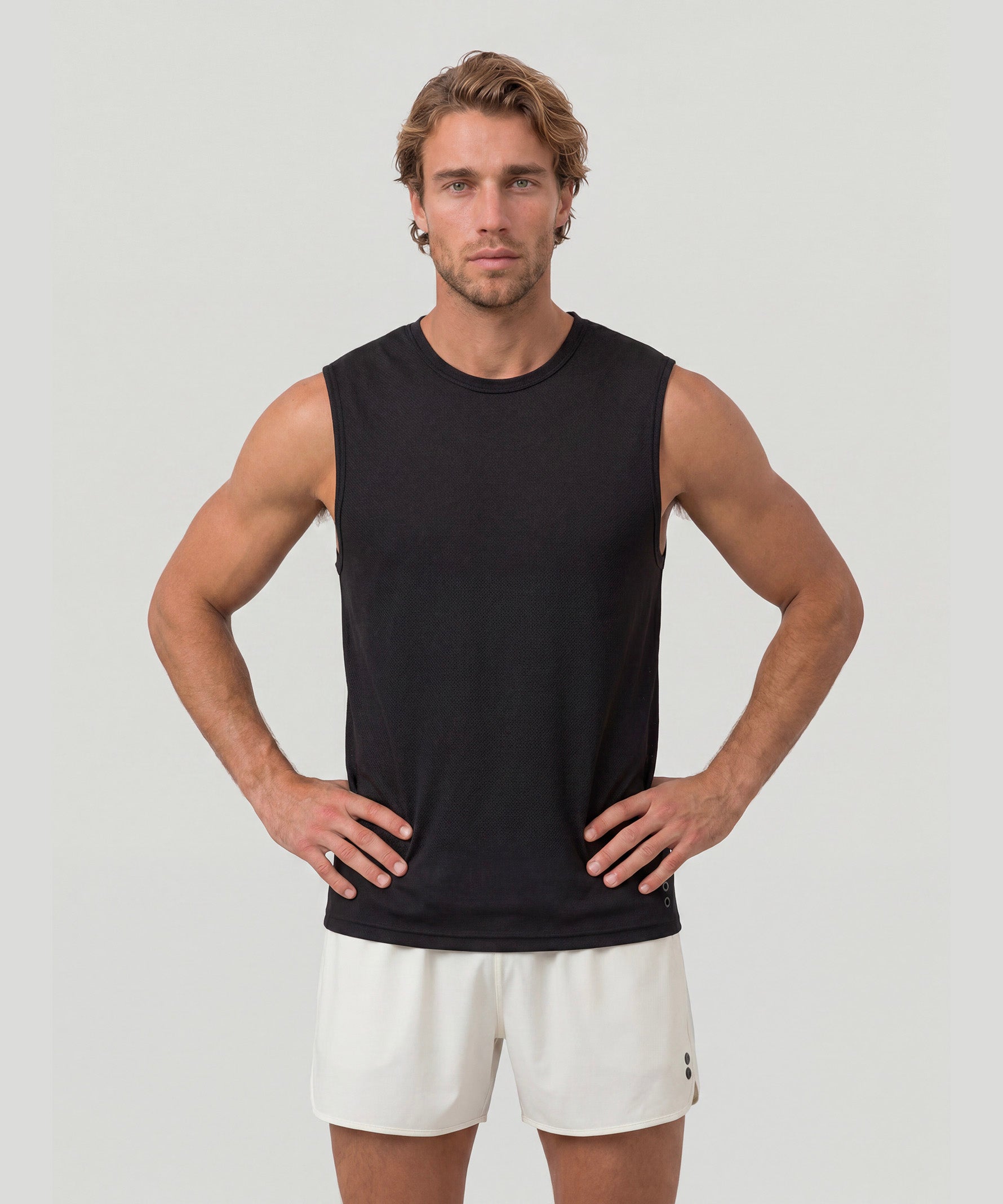 Mesh Sleeveless T-Shirt: Black