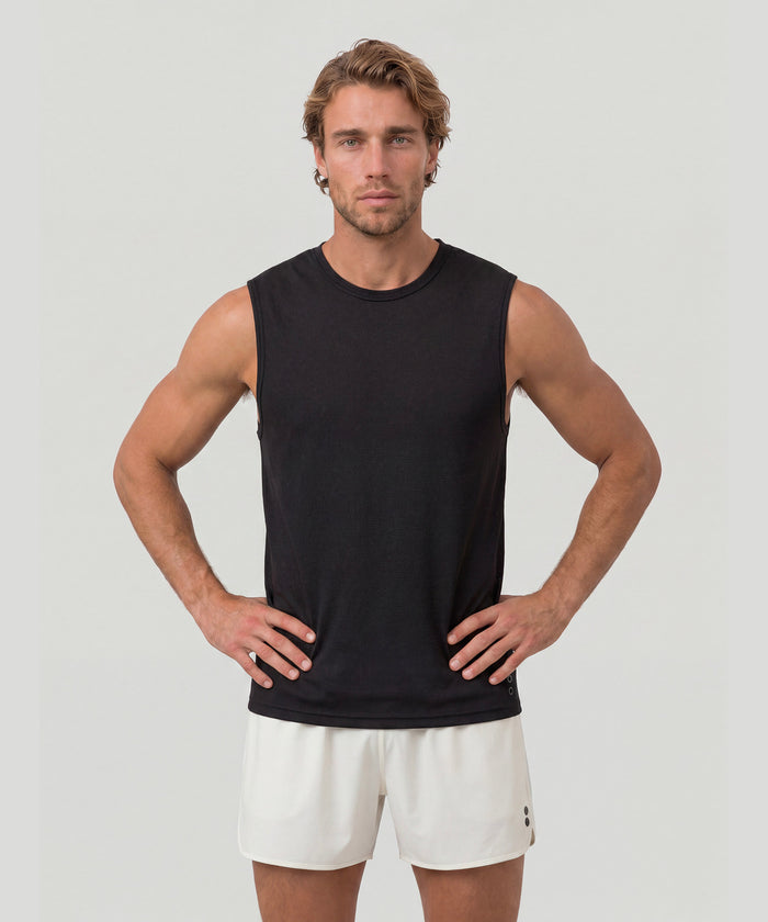 Mesh Sleeveless T-Shirt: Black