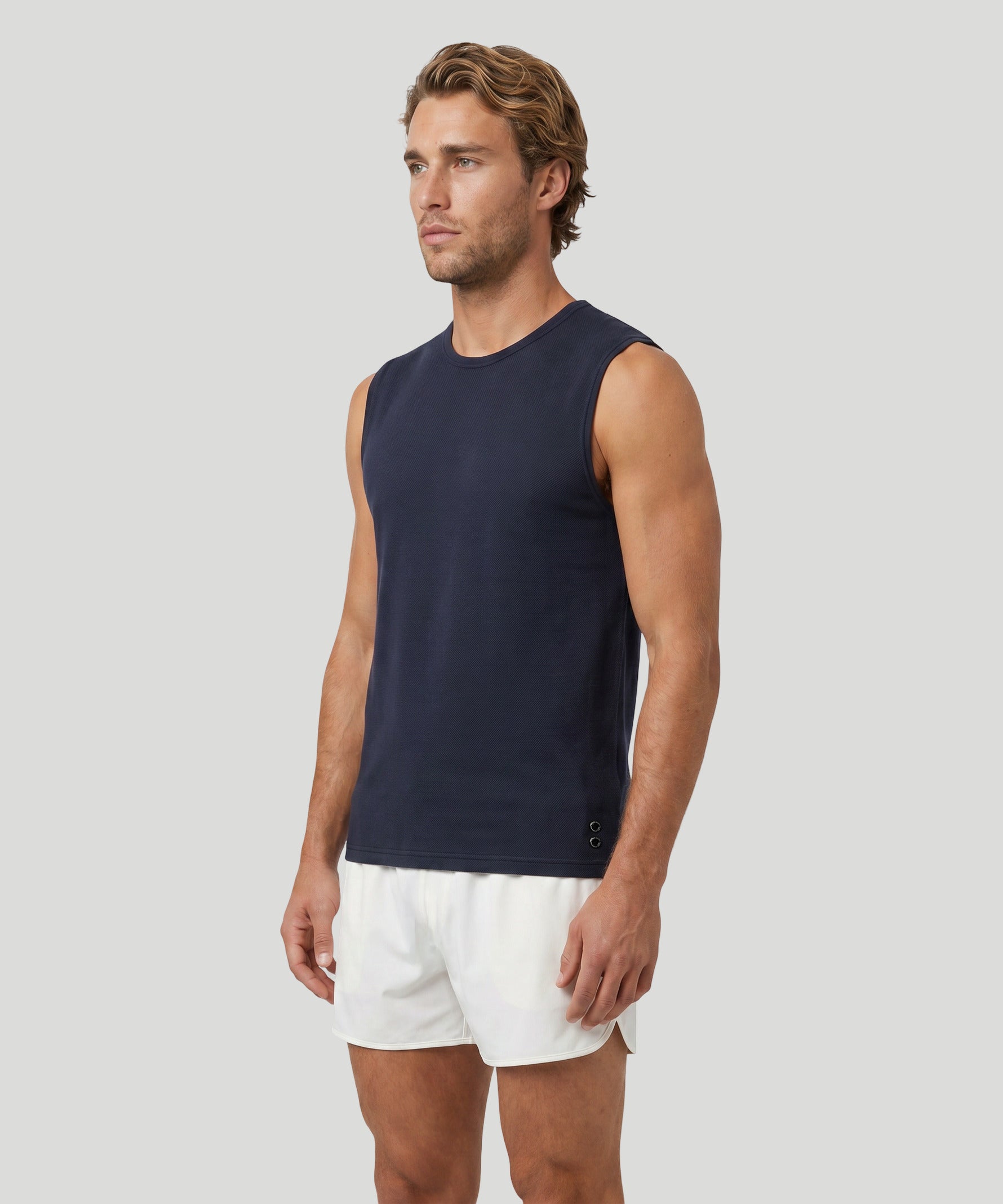 Mesh Sleeveless T-Shirt: Navy