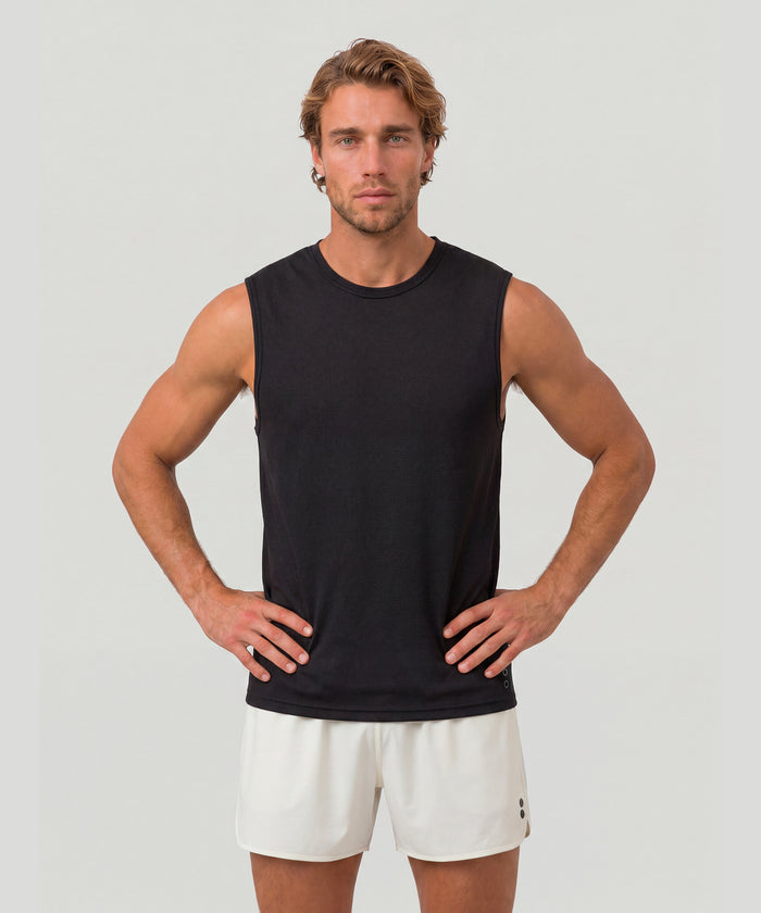 Mesh Sleeveless T-Shirt: Black
