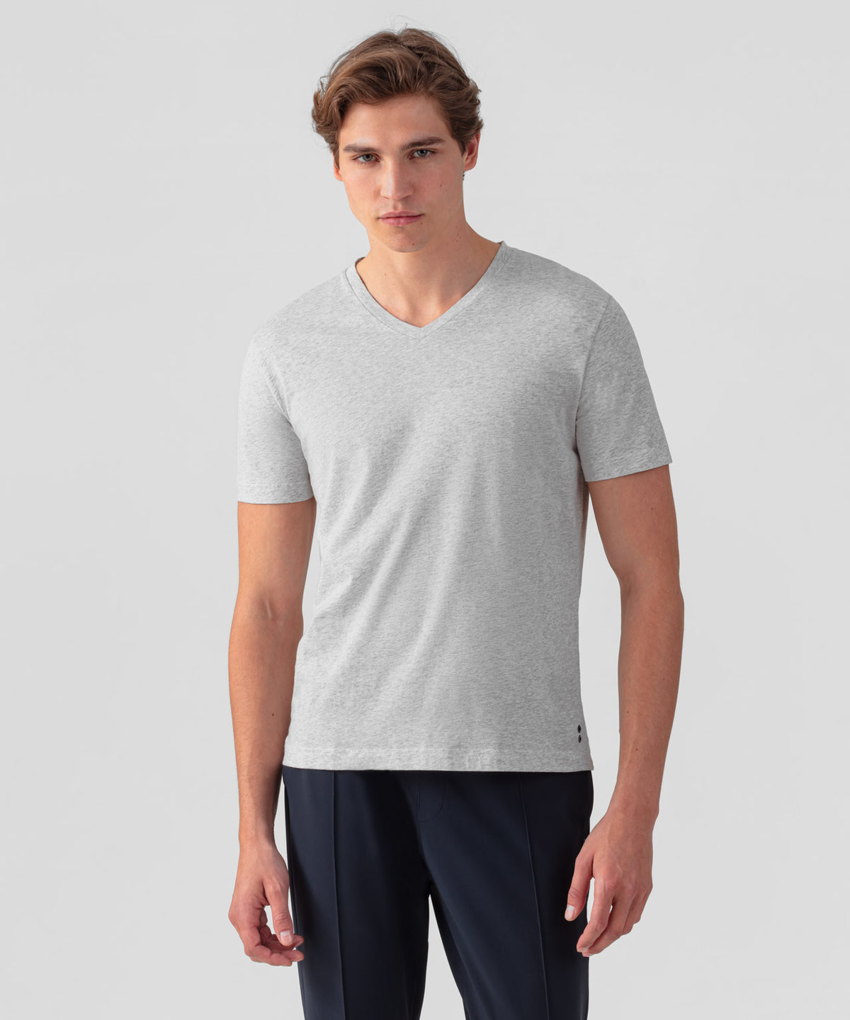 V Neck T-Shirt Eyelet Edition: Grey Melange