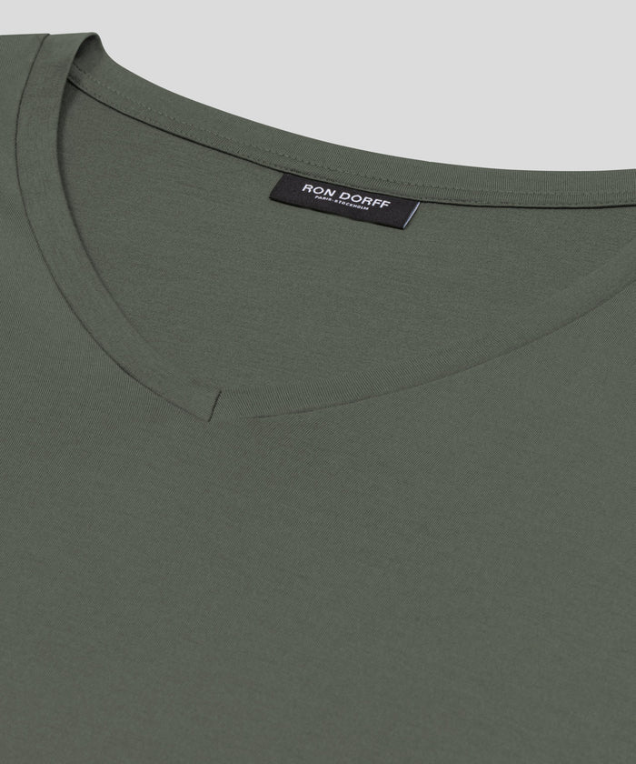 V Neck T-Shirt Eyelet Edition: Military Green