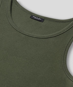 Army Ribbed Tank Top: Military Green