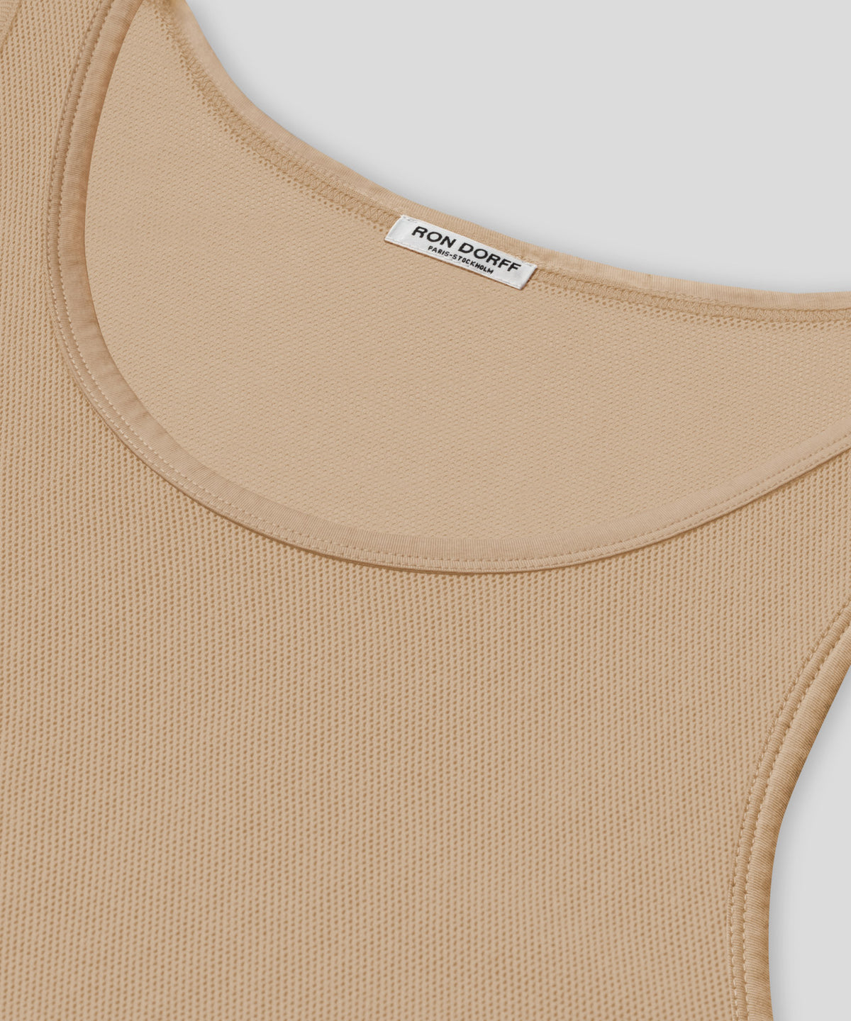 Cotton Mesh Tank Top: Nude