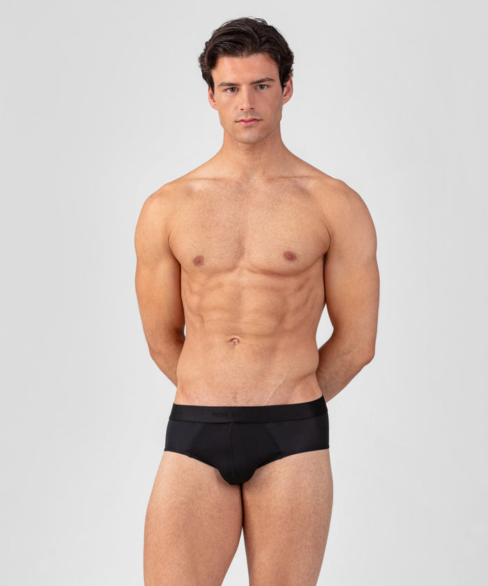 Sports Mesh Y-Front Briefs: Black