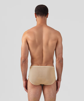 Cotton Mesh Y-Front Briefs: Nude