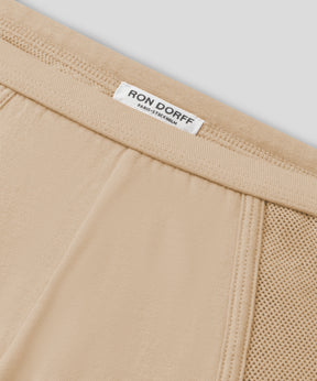 Cotton Mesh Y-Front Briefs: Nude