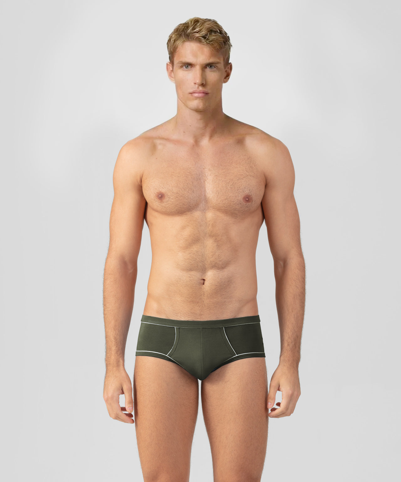 Y-Front Briefs w. Piping: Military Green