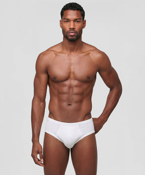 Army Ribbed Y-Front Briefs: White