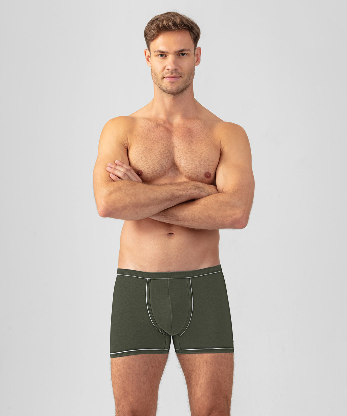 Boxer Briefs w. Piping: Military Green