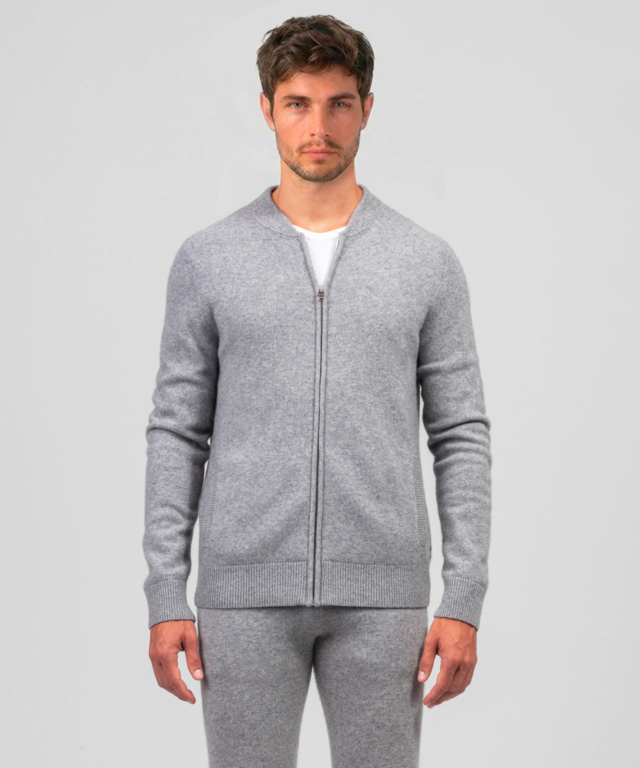 Cashmere Tennis Jacket: Grey Melange
