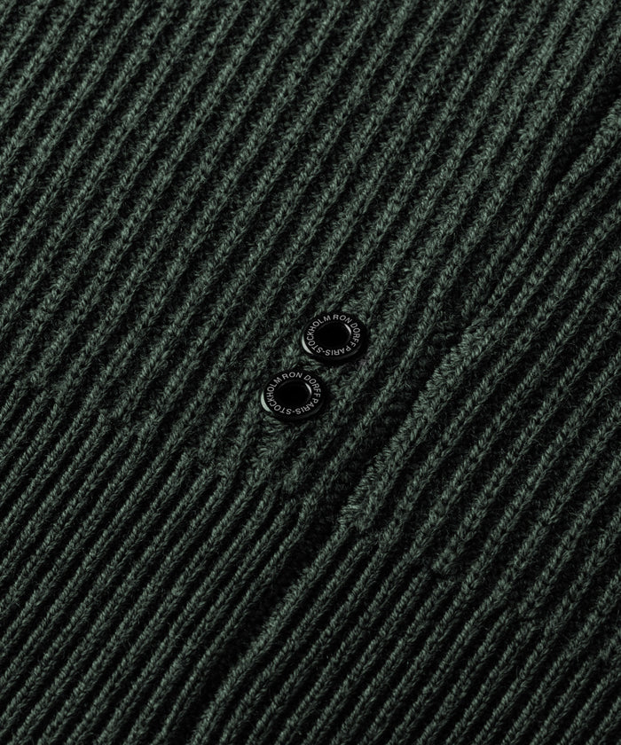 Ribbed Wool Half Zip Sweater: Dark Khaki