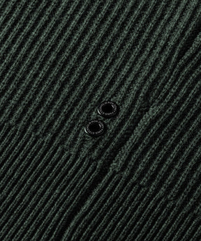 Ribbed Wool Half Zip Sweater: Dark Khaki