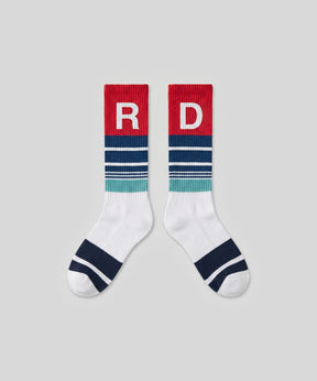 Sport Socks w. Retro Stripes: Shocking Red