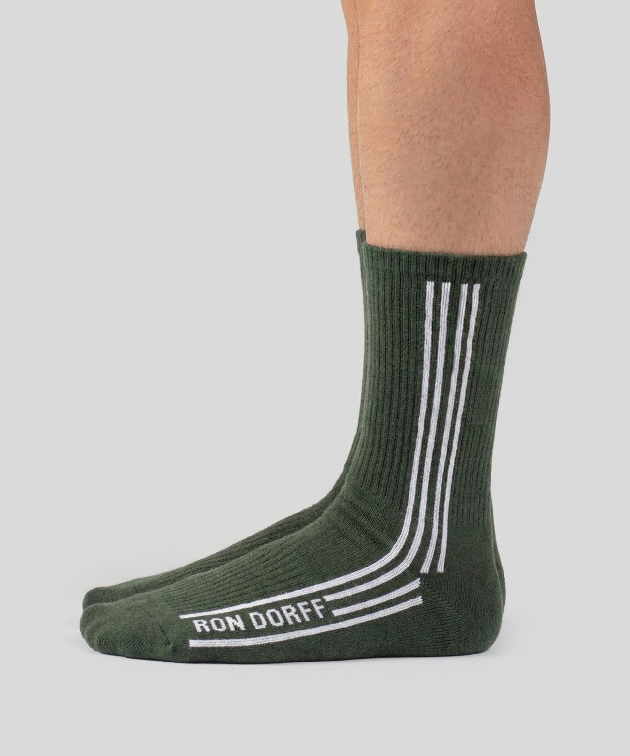 Sports Socks w. Vertical Lines: Green Court
