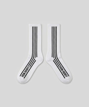 Sports Socks w. Vertical Lines: White