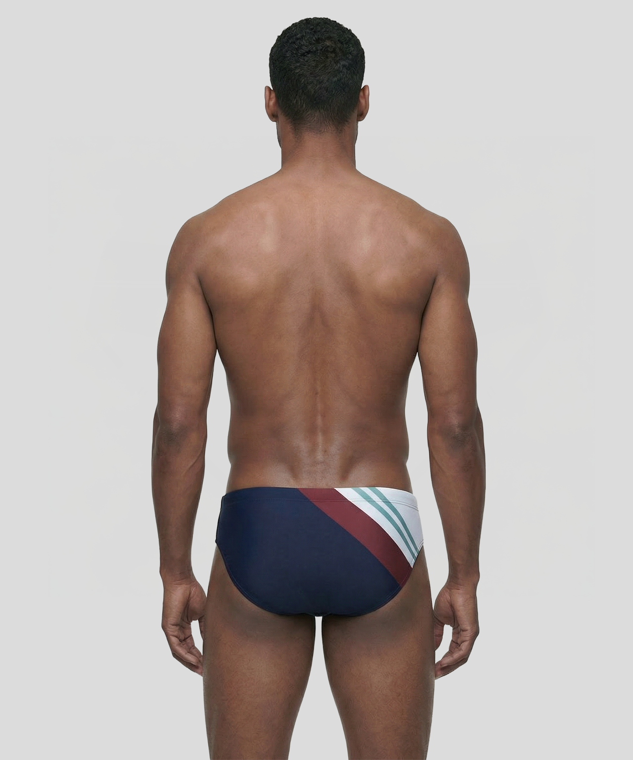 Swim Briefs w. Diagonal Irregular Stripes: Navy