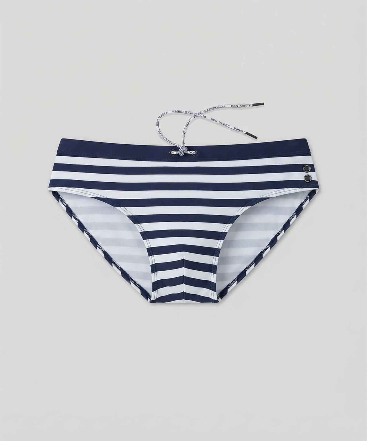 Swim Briefs Horizontal Stripes w. Waistband: Navy/White