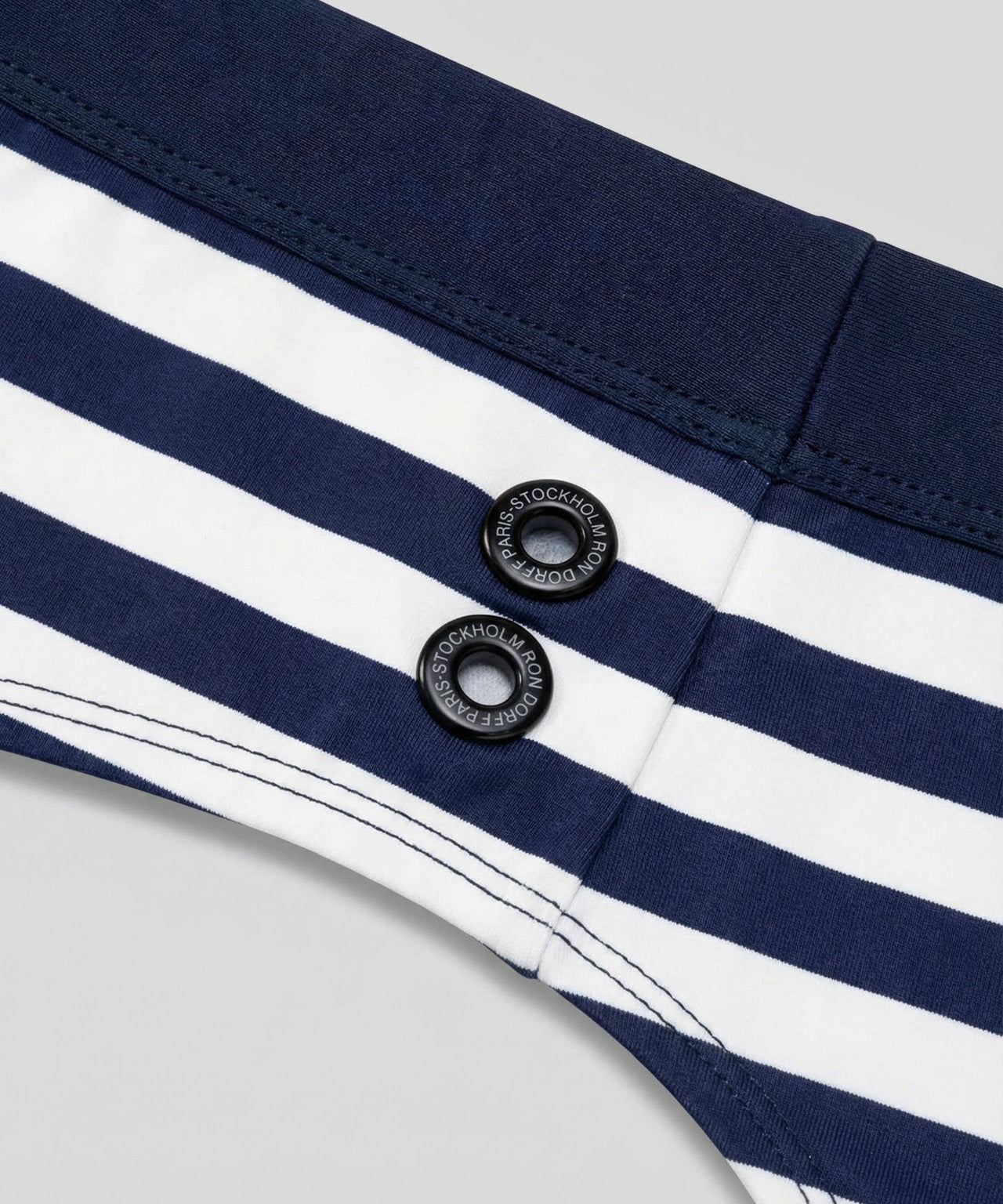 Swim Briefs Horizontal Stripes w. Waistband: Navy/White