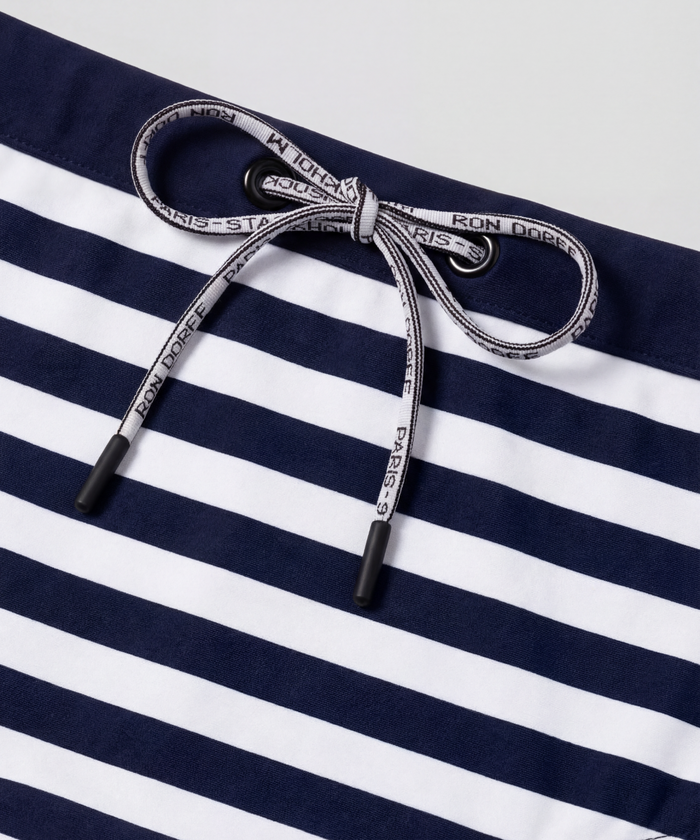 Swim Briefs Horizontal Stripes w. Waistband: Navy/White
