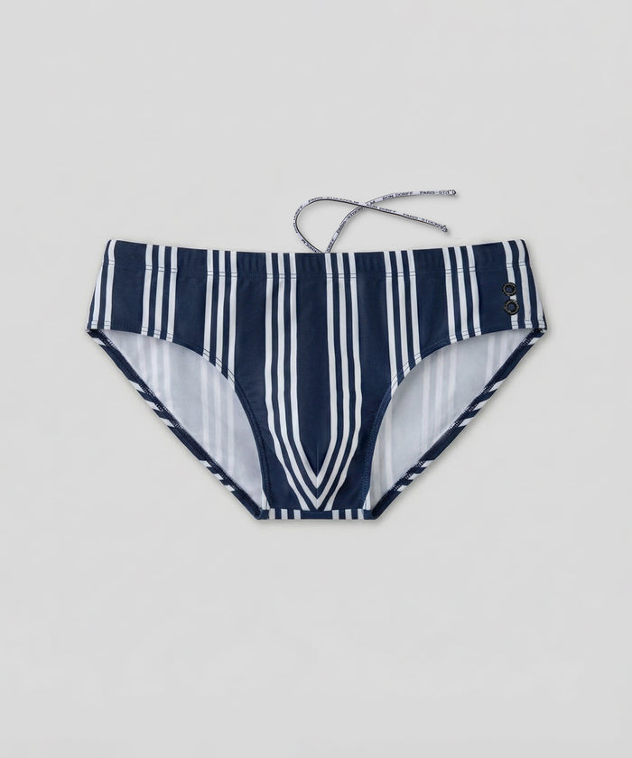 Swim Briefs w. Vertical Thin Stripes: Navy