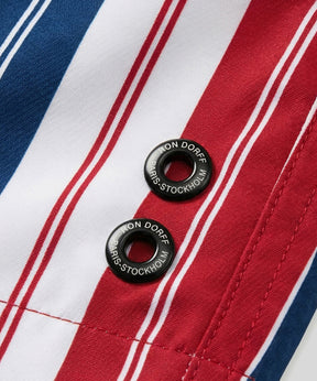 Swim Shorts w. Irregular Stripes: Red