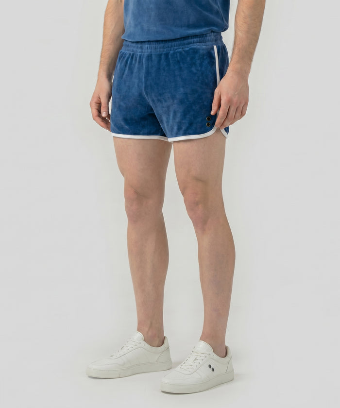 Cotton Terry Marathon Exerciser Shorts: Bleu