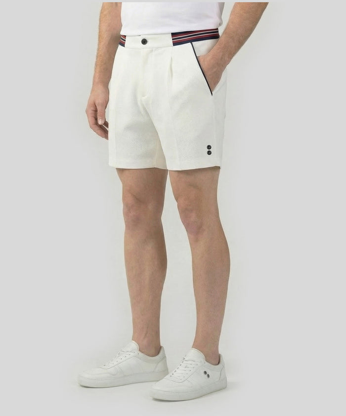 RD Tennis Shorts w. Striped Waist: Off White