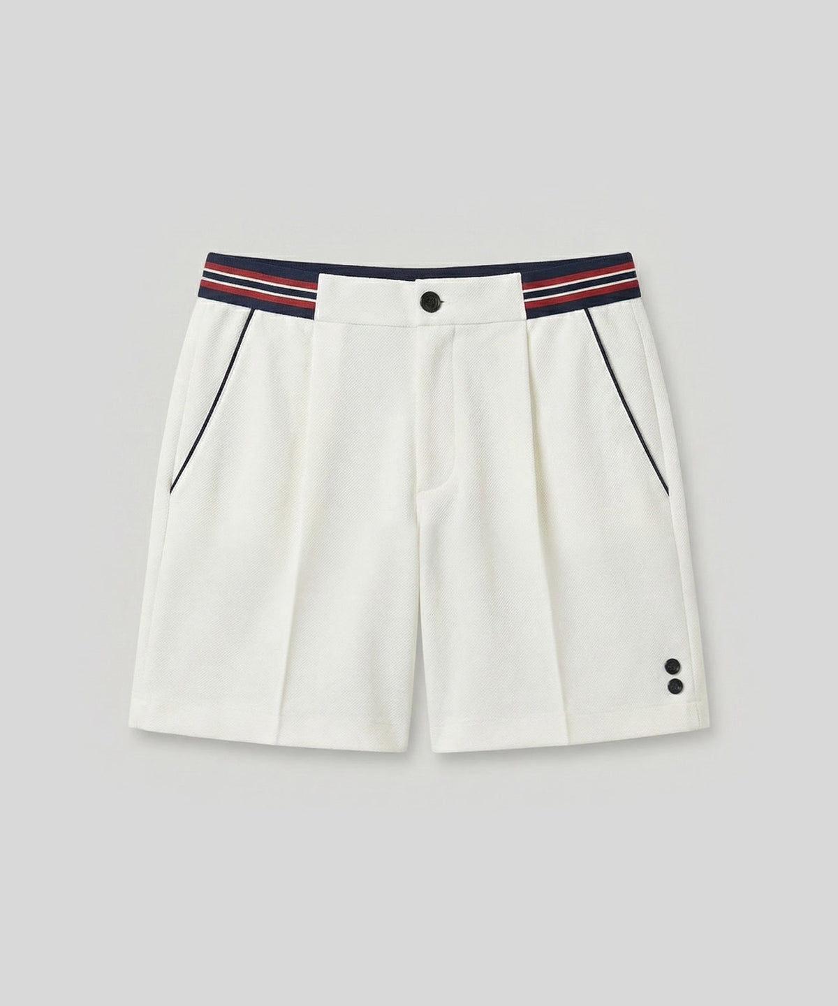 RD Tennis Shorts w. Striped Waist: Off White
